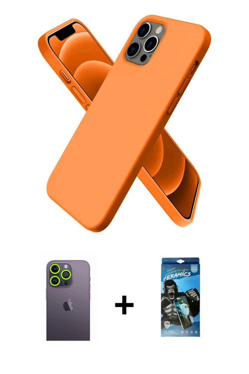 ieg™ iPhone 12 Pro Max Kılıf Kozmos Yansıma Özel Seri - Siyah 34D Izgaralı Cam + Yeşil Neon Fosforlu