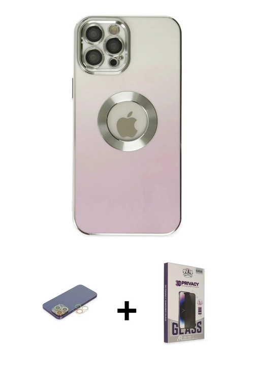 ieg™ iPhone 12 Pro Max Kılıf Kutup Yansıma Özel Seri - Siyah Bilvis Hayalet Cam Ekran Koruyucu + Sar