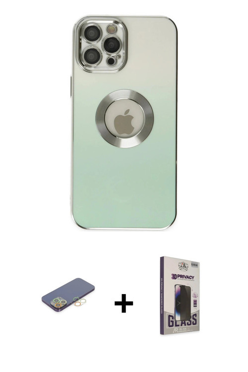 ieg™ iPhone 12 Pro Max Kılıf Kutup Yansıma Özel Seri - Siyah Bilvis Hayalet Cam Ekran Koruyucu + Sar