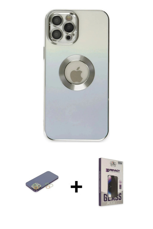 ieg™ iPhone 12 Pro Max Kılıf Kutup Yansıma Özel Seri - Siyah Bilvis Hayalet Cam Ekran Koruyucu + Sar