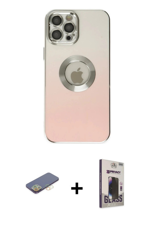 ieg™ iPhone 12 Pro Max Kılıf Kutup Yansıma Özel Seri - Siyah Bilvis Hayalet Cam Ekran Koruyucu + Sar