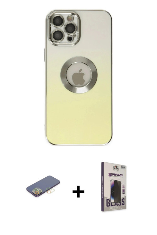 ieg™ iPhone 12 Pro Max Kılıf Kutup Yansıma Özel Seri - Siyah Bilvis Hayalet Cam Ekran Koruyucu + Sar