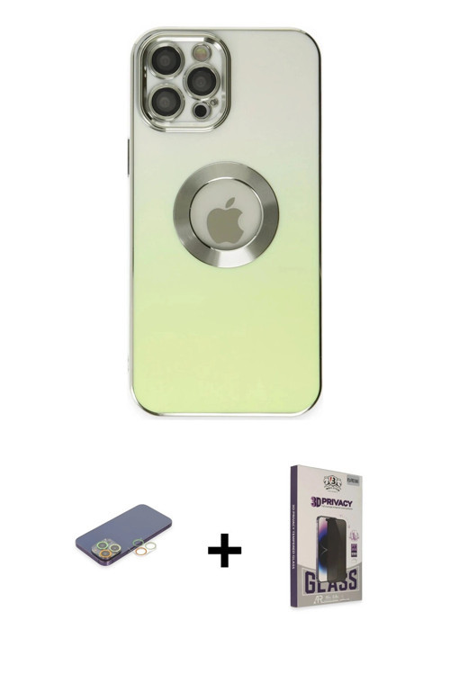 ieg™ iPhone 12 Pro Max Kılıf Kutup Yansıma Özel Seri - Siyah Bilvis Hayalet Cam Ekran Koruyucu + Sar
