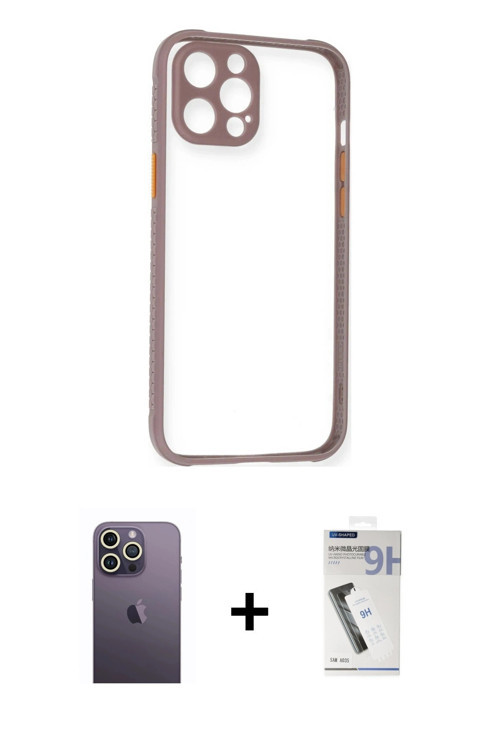 iPhone 12 Pro Max Kılıf Nova Asil Özel Seri - Şeffaf Uv Polymer Nano Ekran Koruyucu + Beyaz Neo
