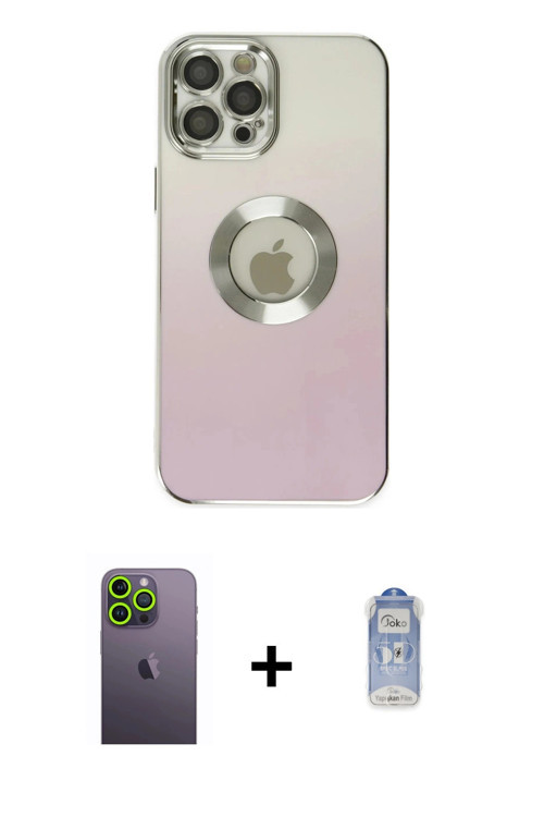 iPhone 12 Pro Max Kılıf Kutup Yansıma Özel Seri - Siyah Joko Magic 5D Cam + Yeşil Neon Fosforlu