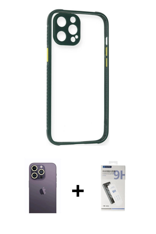 iPhone 12 Pro Max Kılıf Nova Asil Özel Seri - Şeffaf Uv Polymer Nano Ekran Koruyucu + Beyaz Neo