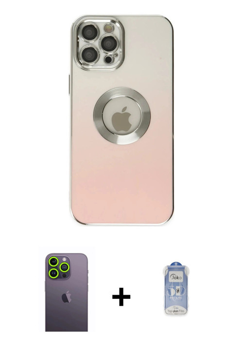 iPhone 12 Pro Max Kılıf Kutup Yansıma Özel Seri - Siyah Joko Magic 5D Cam + Yeşil Neon Fosforlu
