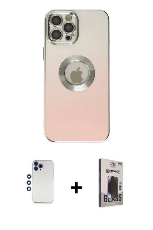 iPhone 12 Pro Max Kılıf Kutup Yansıma Özel Seri - Siyah Bilvis Hayalet Cam Ekran Koruyucu + Lac