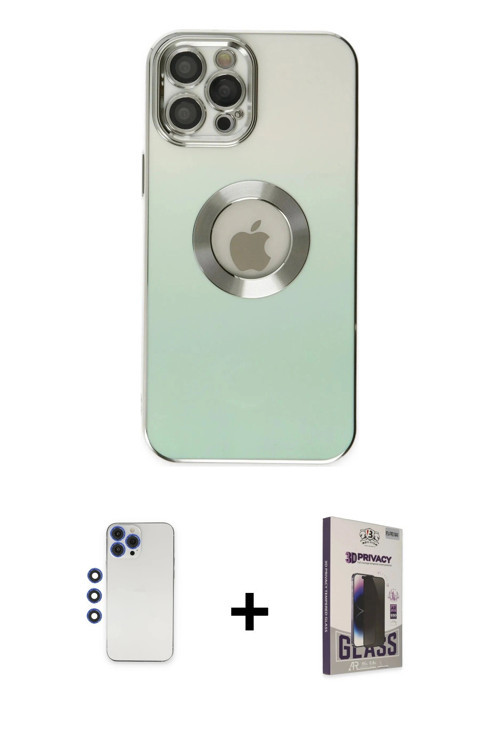 iPhone 12 Pro Max Kılıf Kutup Yansıma Özel Seri - Siyah Bilvis Hayalet Cam Ekran Koruyucu + Lac