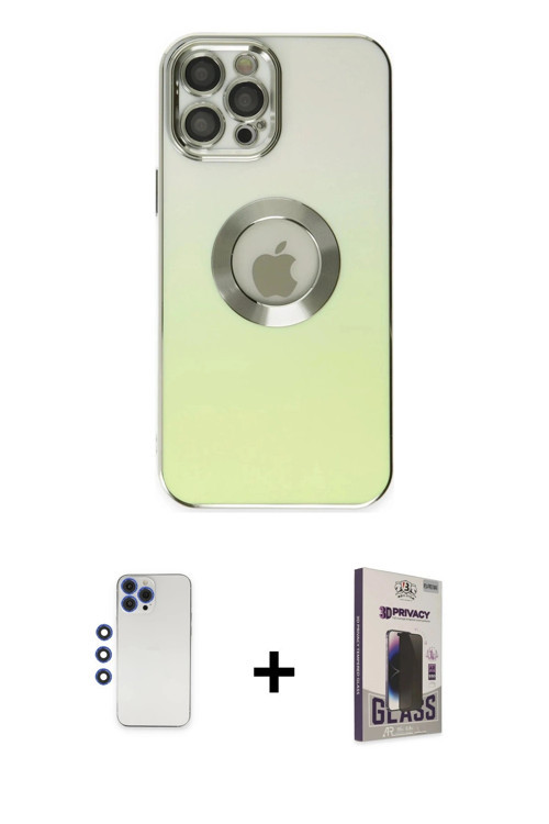 iPhone 12 Pro Max Kılıf Kutup Yansıma Özel Seri - Siyah Bilvis Hayalet Cam Ekran Koruyucu + Lac
