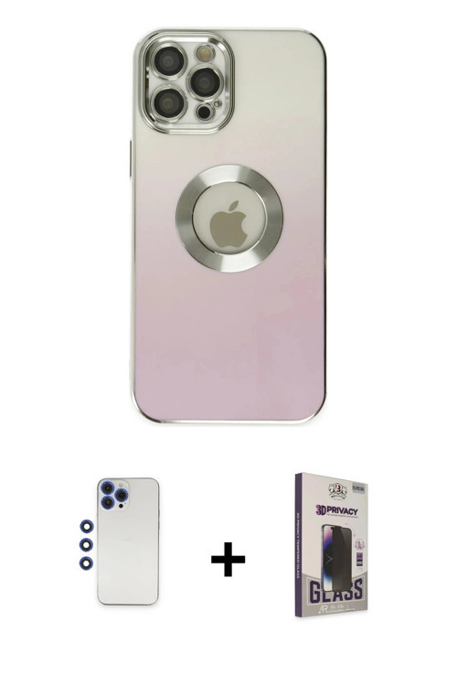 iPhone 12 Pro Max Kılıf Kutup Yansıma Özel Seri - Siyah Bilvis Hayalet Cam Ekran Koruyucu + Lac