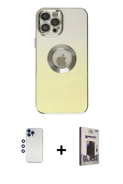 iPhone 12 Pro Max Kılıf Kutup Yansıma Özel Seri - Siyah Bilvis Hayalet Cam Ekran Koruyucu + Lac
