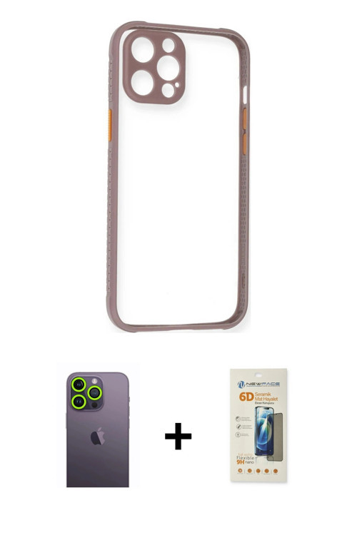 iPhone 12 Pro Max Kılıf Nova Asil Özel Seri - Siyah 6D Mat Seramik Hayalet Nano Ekran Koruyucu