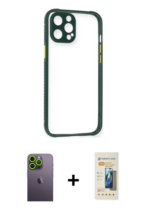 iPhone 12 Pro Max Kılıf Nova Asil Özel Seri - Siyah 6D Mat Seramik Hayalet Nano Ekran Koruyucu