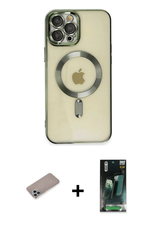 iPhone 12 Pro Max Kılıf Nova Işık Özel Seri - Siyah 360 Mat Full Body Arka Koruyucu + Sierra Bl