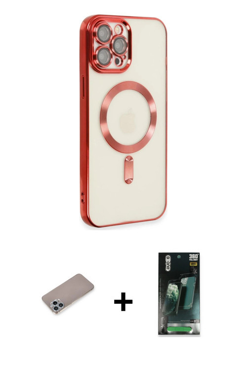 iPhone 12 Pro Max Kılıf Nova Işık Özel Seri - Siyah 360 Mat Full Body Arka Koruyucu + Sierra Bl
