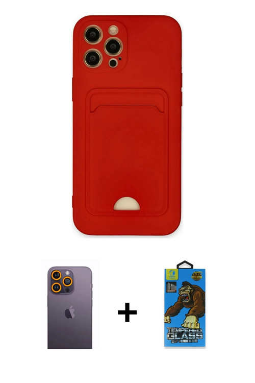 iPhone 12 Pro Max Kılıf Vadi Çizgi Prime - Siyah 18D Cam Ekran Koruyucu + Sarı Neon Fosforlu Ka