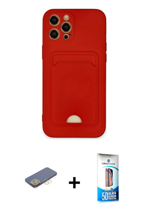iPhone 12 Pro Max Kılıf Vadi Çizgi Prime - Siyah 5D Eko Cam Ekran Koruyucu + Sarı Renkli Kamera