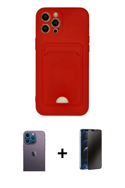 iPhone 12 Pro Max Kılıf Vadi Çizgi Prime - Siyah 3D Antistatik Hayalet Cam Ekran Koruyucu + Mav