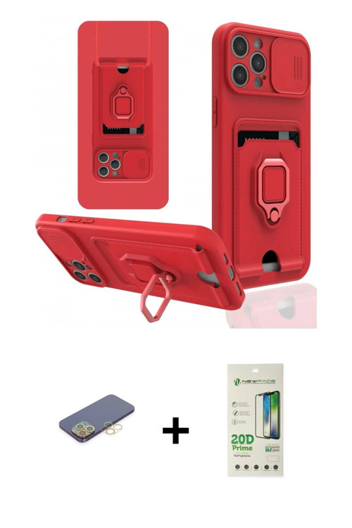 iPhone 12 Pro Max Kılıf Vadi Form Prime - Siyah 20D Premium Cam Ekran Koruyucu + Sarı Renkli Ka