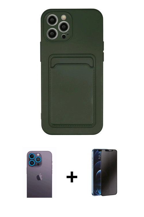 iPhone 12 Pro Max Kılıf Vadi Çizgi Prime - Siyah 3D Antistatik Hayalet Cam Ekran Koruyucu + Mav
