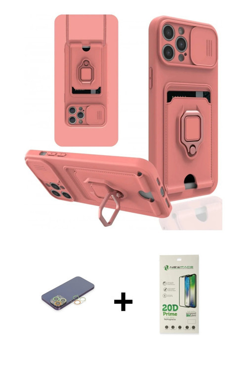 iPhone 12 Pro Max Kılıf Vadi Form Prime - Siyah 20D Premium Cam Ekran Koruyucu + Sarı Renkli Ka