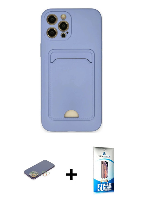 iPhone 12 Pro Max Kılıf Vadi Çizgi Prime - Siyah 5D Eko Cam Ekran Koruyucu + Sarı Renkli Kamera