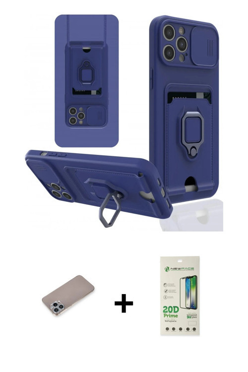 iPhone 12 Pro Max Kılıf Vadi Form Prime - Siyah 20D Premium Cam Ekran Koruyucu + Sierra Blue Sh