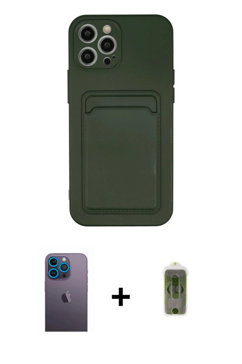 iPhone 12 Pro Max Kılıf Vadi Çizgi Prime - Siyah Joko Magic 5D Hayalet Cam + Mavi Neon Fosforlu