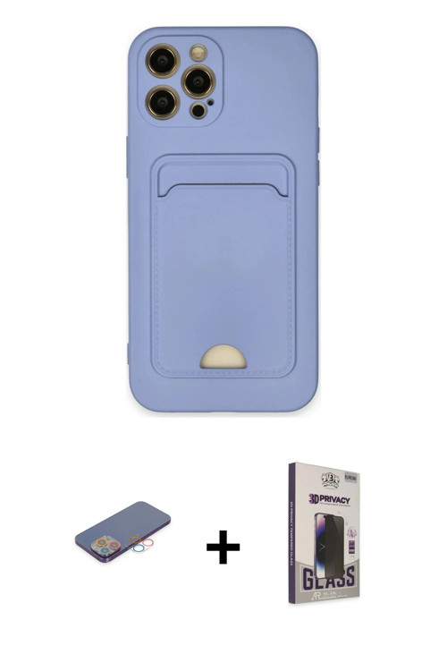 iPhone 12 Pro Max Kılıf Vadi Çizgi Prime - Siyah Bilvis Hayalet Cam Ekran Koruyucu + Pembe Renk