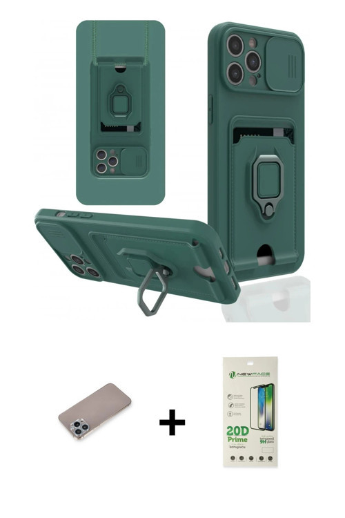 ieg™ iPhone 12 Pro Max Kılıf Vadi Form Prime - Siyah 20D Premium Cam Ekran Koruyucu + Sierra Blue Sh