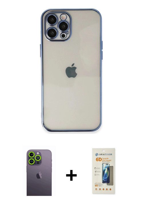 iPhone 12 Pro Max Kılıf Vadi Minimal - Siyah 6D Mat Seramik Hayalet Nano Ekran Koruyucu + Yeşil