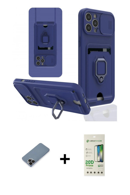 iPhone 12 Pro Max Kılıf Vadi Form Prime - Siyah 20D Premium Cam Ekran Koruyucu + Siyah Metal Ka