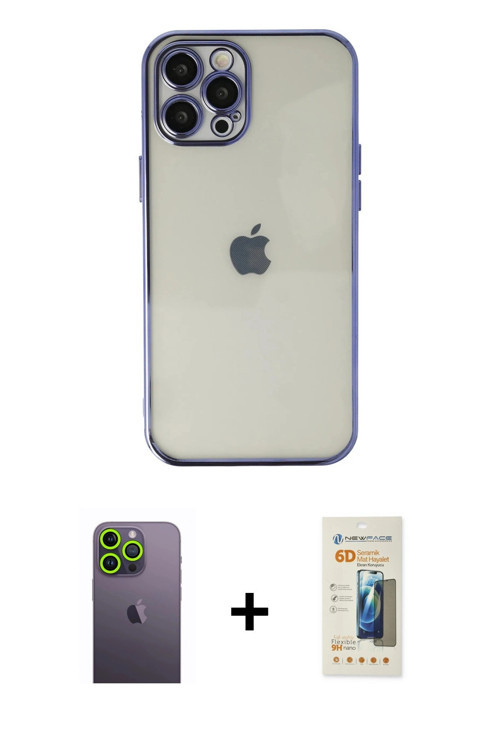 iPhone 12 Pro Max Kılıf Vadi Minimal - Siyah 6D Mat Seramik Hayalet Nano Ekran Koruyucu + Yeşil