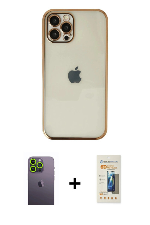 iPhone 12 Pro Max Kılıf Vadi Minimal - Siyah 6D Mat Seramik Hayalet Nano Ekran Koruyucu + Yeşil