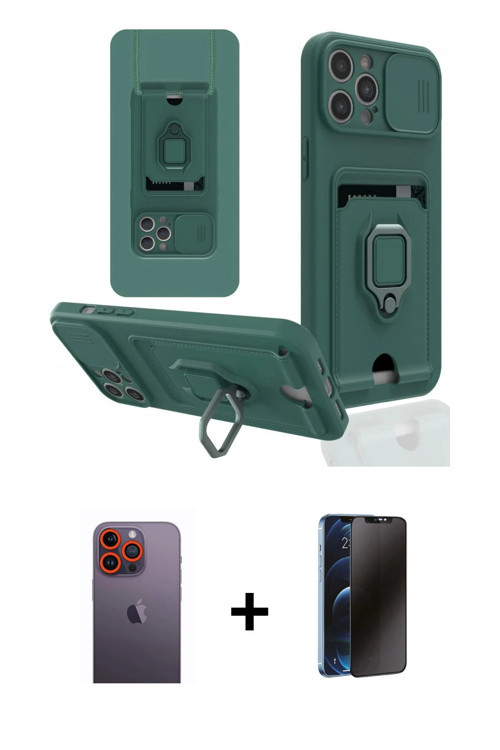 iPhone 12 Pro Max Kılıf Vadi Form Prime - Siyah 3D Antistatik Hayalet Cam Ekran Koruyucu + Turu