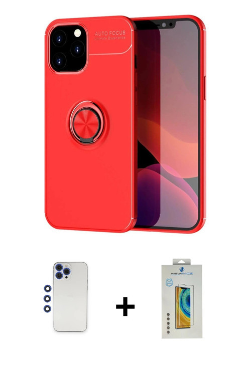 iPhone 12 Pro Max Kılıf Yankı Form Prime - Siyah Polymer Nano Ekran Koruyucu + Lacivert Shine K