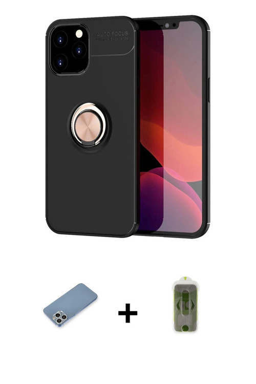 iPhone 12 Pro Max Kılıf Yankı Form Prime - Siyah Joko Magic 5D Hayalet Cam + Gümüş Shine Kamera