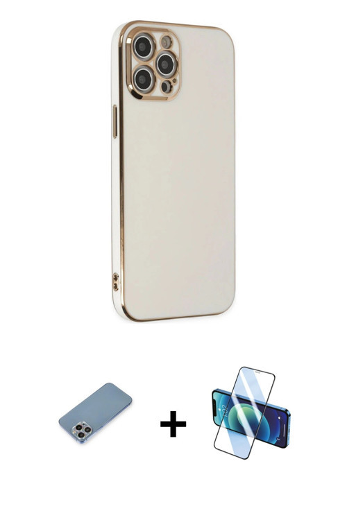 iPhone 12 Pro Max Kılıf Yankı Serisi - Siyah 3D Antistatik Seramik Nano Ekran Koruyucu + Gökkuş