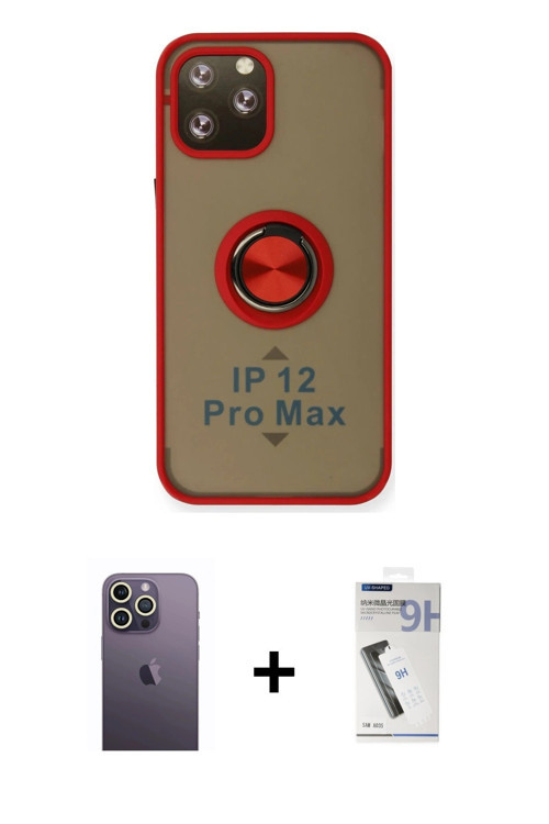 iPhone 12 Pro Max Kılıf Yörünge Çizgi - Şeffaf Uv Polymer Nano Ekran Koruyucu + Beyaz Neon Fosf