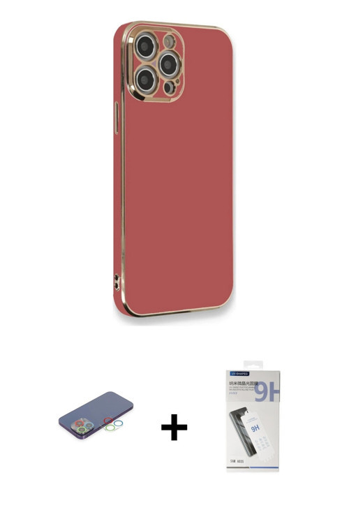 iPhone 12 Pro Max Kılıf Yankı Serisi - Şeffaf Uv Polymer Nano Ekran Koruyucu + Mavi Renkli Kame