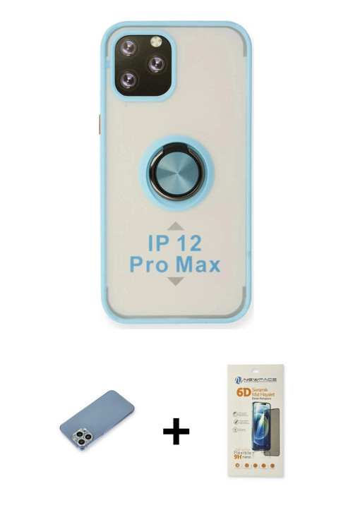ieg™ iPhone 12 Pro Max Kılıf Yörünge Çizgi - Siyah 6D Mat Seramik Hayalet Nano Ekran Koruyucu + Gümü