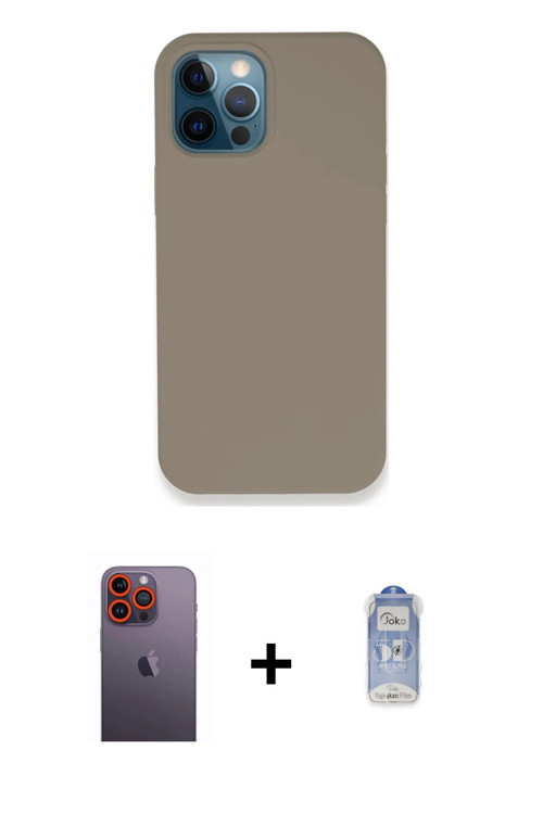 ieg™ iPhone 12 Pro Max Kılıf Zirve Modern Özel Seri - Siyah Joko Magic 5D Cam + Turuncu Neon Fosforl