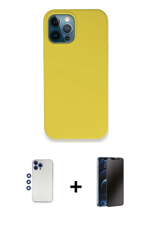 iPhone 12 Pro Max Kılıf Zirve Modern Özel Seri - Siyah 3D Antistatik Hayalet Cam Ekran Koruyucu