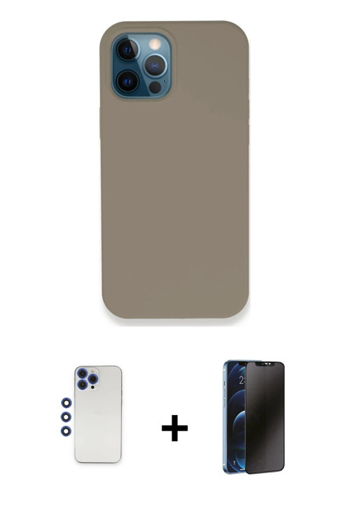 iPhone 12 Pro Max Kılıf Zirve Modern Özel Seri - Siyah 3D Antistatik Hayalet Cam Ekran Koruyucu