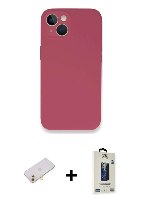 iPhone 13 Mini Kılıf Zirve Modern Özel Seri - Siyah Bilvis Hayalet Cam Ekran Koruyucu + Turuncu