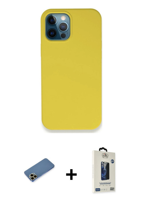iPhone 12 Pro Max Kılıf Zirve Modern Özel Seri - Siyah Bilvis Hayalet Cam Ekran Koruyucu + Gold