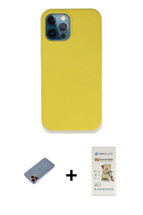 iPhone 12 Pro Max Kılıf Zirve Modern Özel Seri - Siyah Mat Seramik Nano Ekran Koruyucu + Kırmız