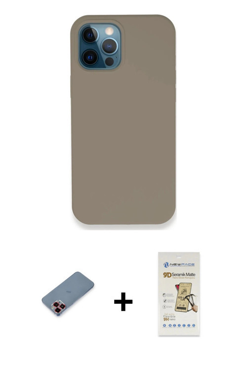 iPhone 12 Pro Max Kılıf Zirve Modern Özel Seri - Siyah Mat Seramik Nano Ekran Koruyucu + Kırmız