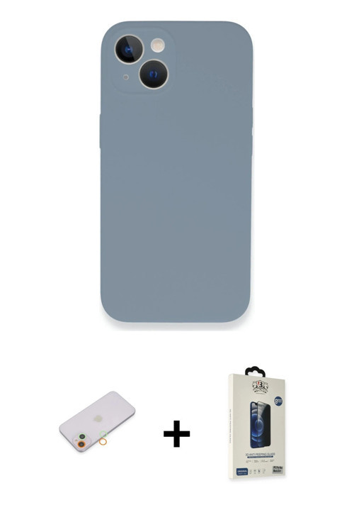 iPhone 13 Mini Kılıf Zirve Modern Özel Seri - Siyah Bilvis Hayalet Cam Ekran Koruyucu + Turuncu